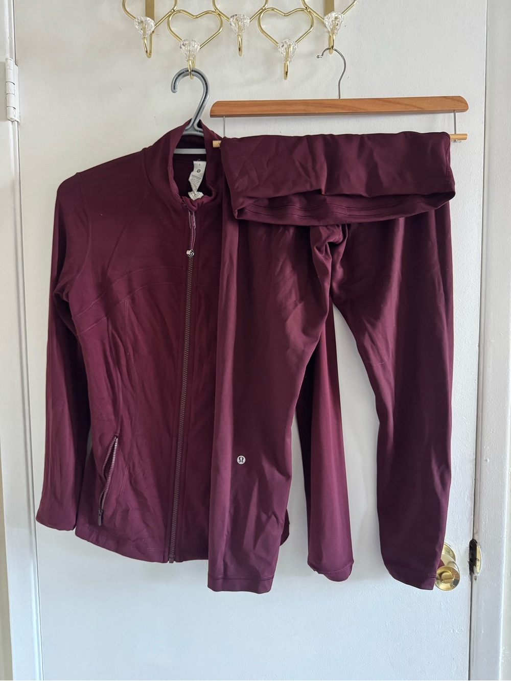 lululemon athletica Maroon Zip Jacket & High-Rise Leggings Set